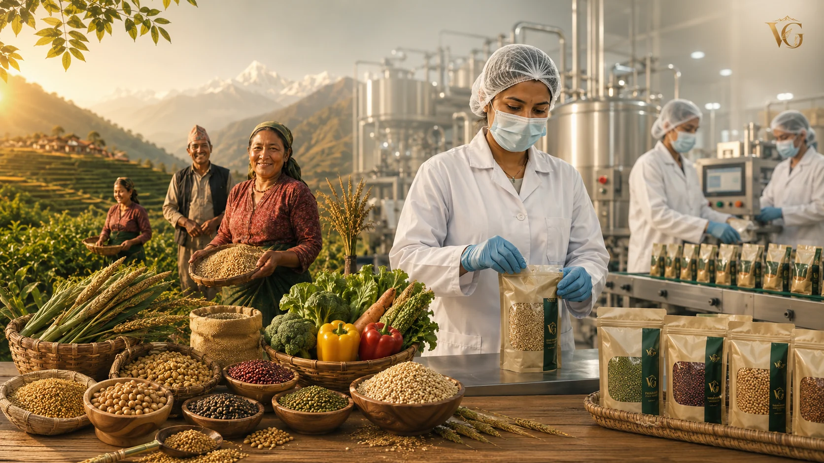 Local farmers and food production teams connected in one farm-to-fork system